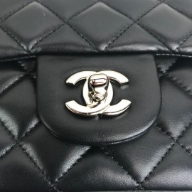 Chanel Mini Flap Bag 1.55 Black Silver