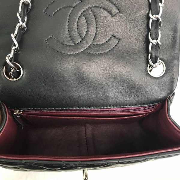 Chanel Mini Flap Bag 1.55 Black Silver