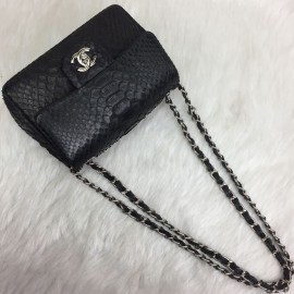 Chanel Black Phyton Genuine Mini 1,55 Silver