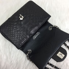 Chanel Black Phyton Genuine Mini 1,55 Silver