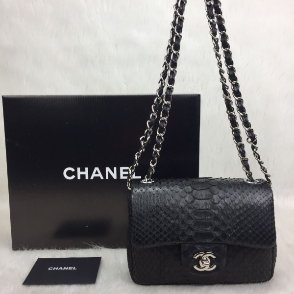 Chanel Black Phyton Genuine Mini 1,55 Silver