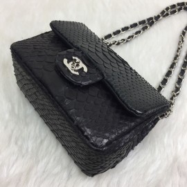 Chanel Black Phyton Genuine Mini 1,55 Silver