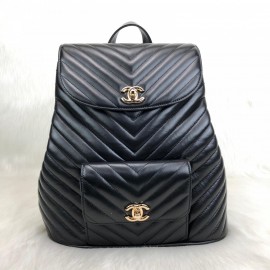 Chanel Vintage Backpack Chevron Gold