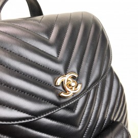 Chanel Vintage Backpack Chevron Gold