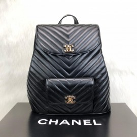 Chanel Vintage Backpack Chevron Gold