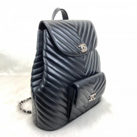 Chanel Vintage Backpack Chevron Silver