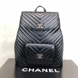 Chanel Vintage Backpack Chevron Silver