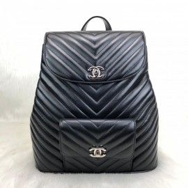 Chanel Vintage Backpack Chevron Silver