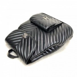 Chanel Vintage Backpack Chevron Silver