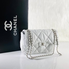 Chanel Jumbo Chesterfield Puffer Flap Bag Silver