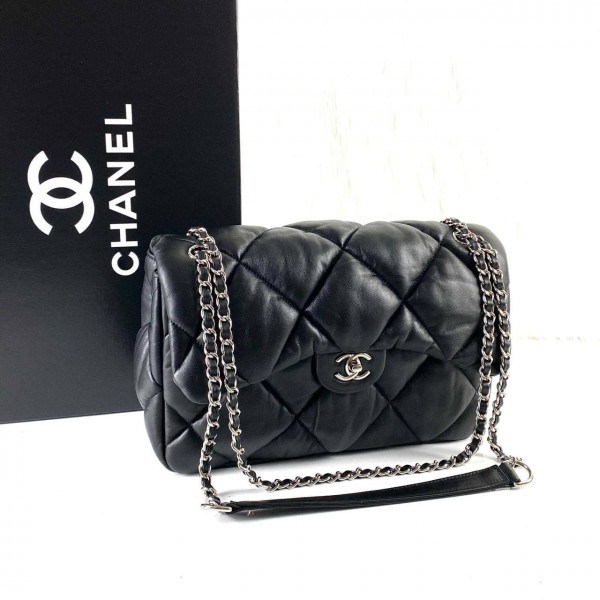 Chanel Jumbo Chesterfield Puffer Flap Bag Silver