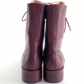 Chanel Lace-Up Boots burgundy