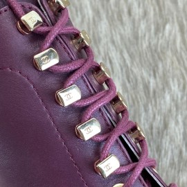 Chanel Lace-Up Boots burgundy