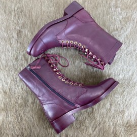 Chanel Lace-Up Boots burgundy