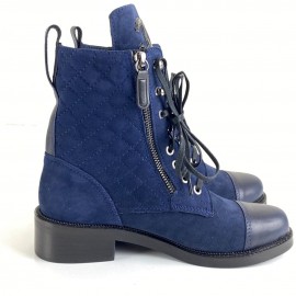 Chanel Quilted Lace-Up Suede Boots 