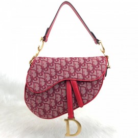 Christian Dior Oblique Saddle Bag Red