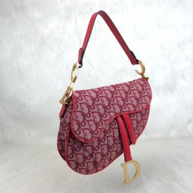 Christian Dior Oblique Saddle Bag Red