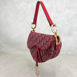 Christian Dior Oblique Saddle Bag Red