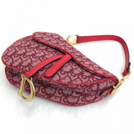 Christian Dior Oblique Saddle Bag Red