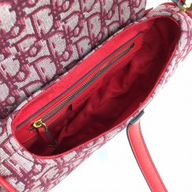 Christian Dior Oblique Saddle Bag Red