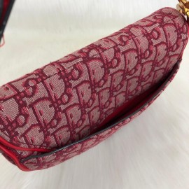 Christian Dior Oblique Saddle Bag Red