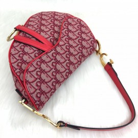 Christian Dior Oblique Saddle Bag Red