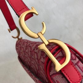 Christian Dior Oblique Saddle Bag Red