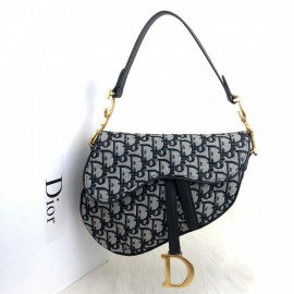 Christian Dior Oblique Saddle Bag Black