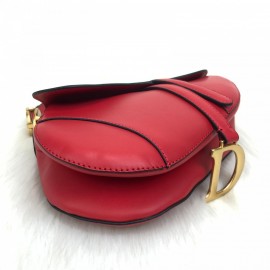 Christian Dior Saddle Calfskin Red