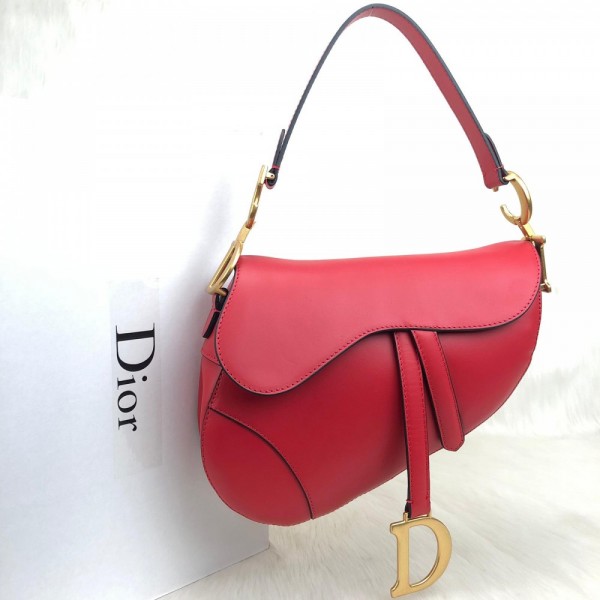 Christian Dior Saddle Calfskin Red