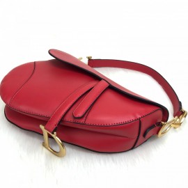 Christian Dior Saddle Calfskin Red