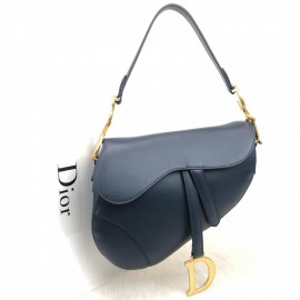 Christian Dior Saddle Calfskin Dark Blue