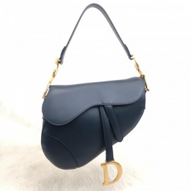 Christian Dior Saddle Calfskin Dark Blue