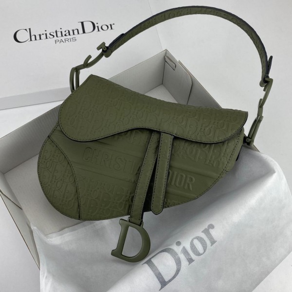 Christian Dior Saddle Embossed Calfskin Bag Black