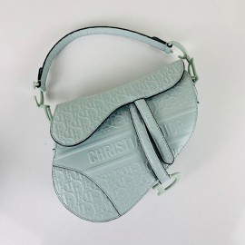 Christian Dior Saddle Embossed Calfskin Bag Green