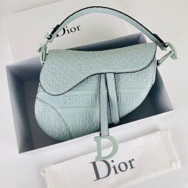 Christian Dior Saddle Embossed Calfskin Bag Green