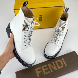 Fendi FFreedom Biker-Style Ankle Boots White 