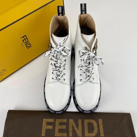 Fendi FFreedom Biker-Style Ankle Boots White 