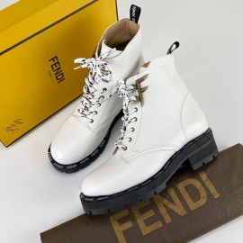 Fendi FFreedom Biker-Style Ankle Boots White 