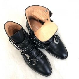 Givenchy Studded Multi-Strap Suede Boots Black 