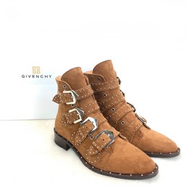 Givenchy Studded Multi-Strap Suede Boots Brown