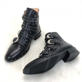 Givenchy Studded Multi-Strap Suede Boots Black 