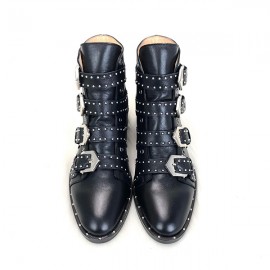 Givenchy Studded Multi-Strap Suede Boots Black 