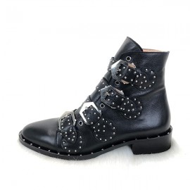 Givenchy Studded Multi-Strap Suede Boots Black 