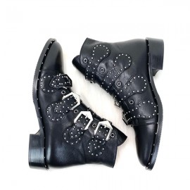 Givenchy Studded Multi-Strap Suede Boots Black 