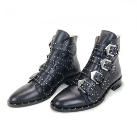 Givenchy Studded Multi-Strap Suede Boots Black 