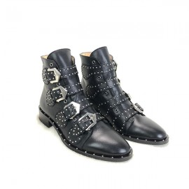 Givenchy Studded Multi-Strap Suede Boots Black 