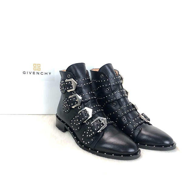 Givenchy Studded Multi-Strap Suede Boots Black 