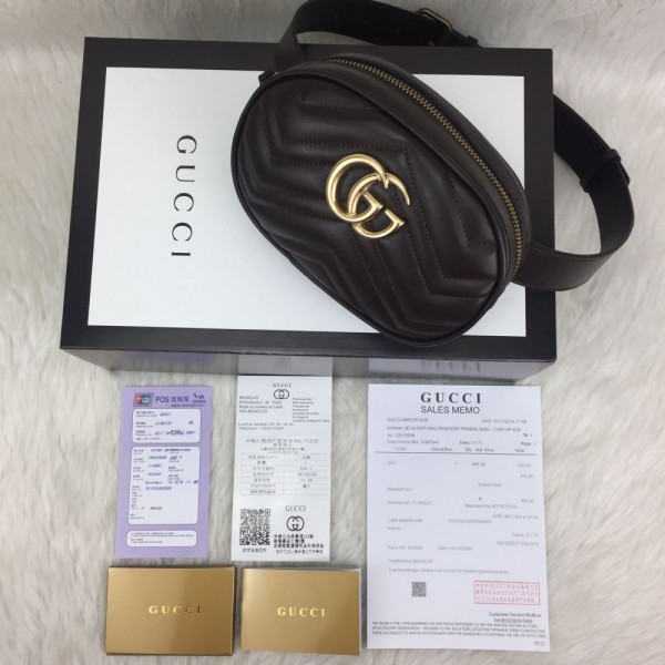 Gucci Belt Bag Genuine Leather Dark Brown