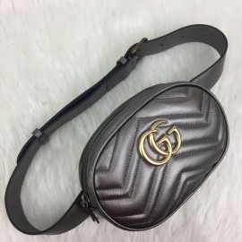 Gucci Belt Bag Genuine Leather Silver